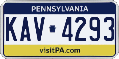 PA license plate KAV4293
