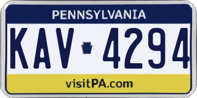 PA license plate KAV4294