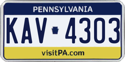 PA license plate KAV4303