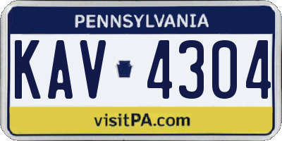 PA license plate KAV4304