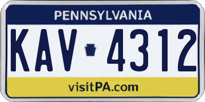 PA license plate KAV4312