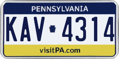 PA license plate KAV4314