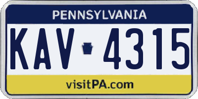 PA license plate KAV4315