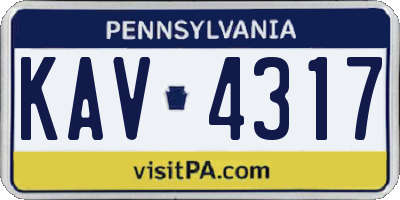 PA license plate KAV4317