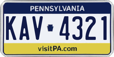 PA license plate KAV4321