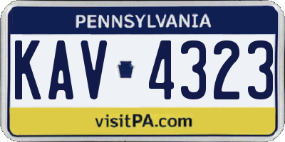PA license plate KAV4323