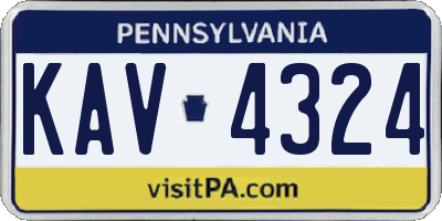 PA license plate KAV4324