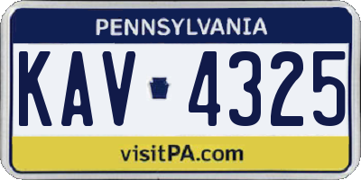 PA license plate KAV4325