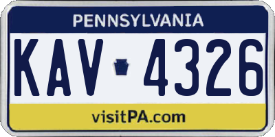 PA license plate KAV4326