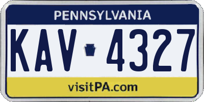 PA license plate KAV4327