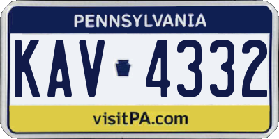 PA license plate KAV4332