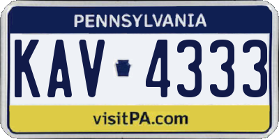 PA license plate KAV4333
