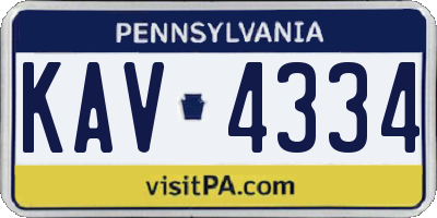 PA license plate KAV4334