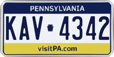 PA license plate KAV4342