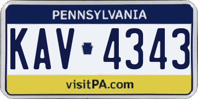 PA license plate KAV4343