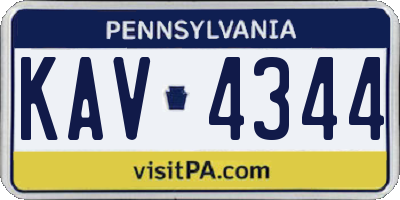 PA license plate KAV4344