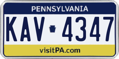 PA license plate KAV4347