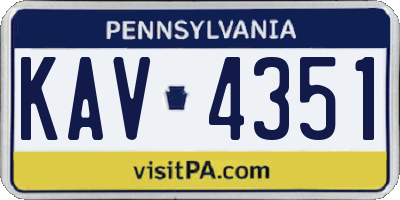 PA license plate KAV4351