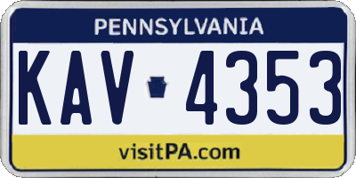 PA license plate KAV4353