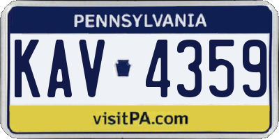 PA license plate KAV4359