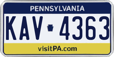 PA license plate KAV4363