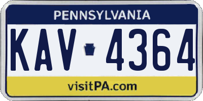 PA license plate KAV4364