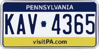 PA license plate KAV4365