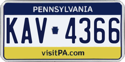 PA license plate KAV4366