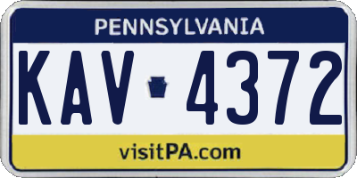 PA license plate KAV4372