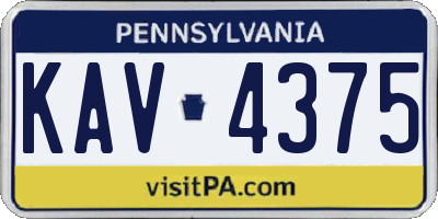 PA license plate KAV4375