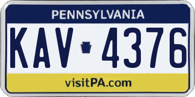 PA license plate KAV4376