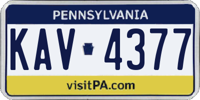 PA license plate KAV4377