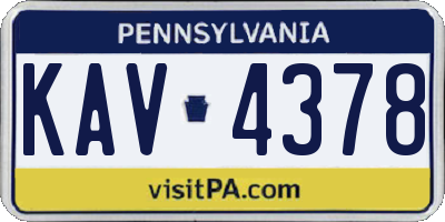 PA license plate KAV4378