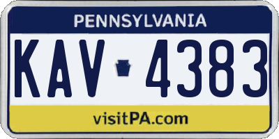 PA license plate KAV4383