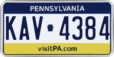 PA license plate KAV4384