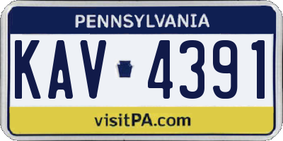 PA license plate KAV4391