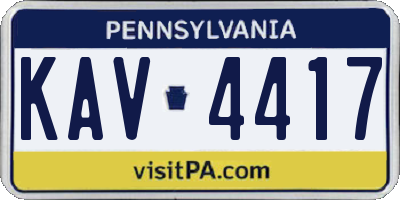 PA license plate KAV4417