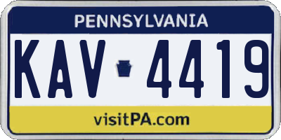 PA license plate KAV4419