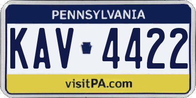 PA license plate KAV4422