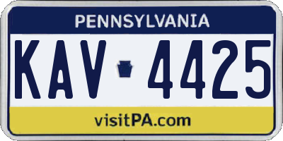 PA license plate KAV4425