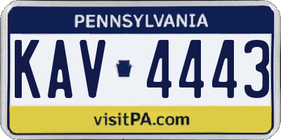 PA license plate KAV4443