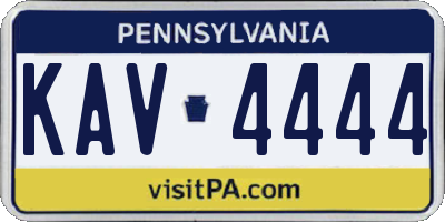 PA license plate KAV4444