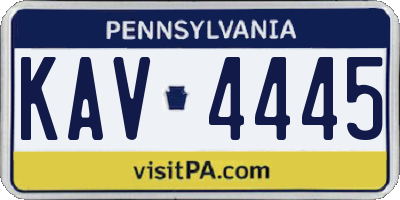 PA license plate KAV4445
