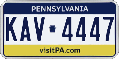 PA license plate KAV4447