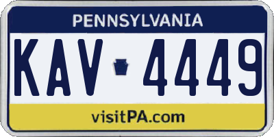 PA license plate KAV4449