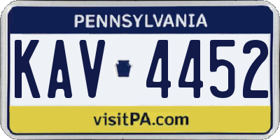 PA license plate KAV4452