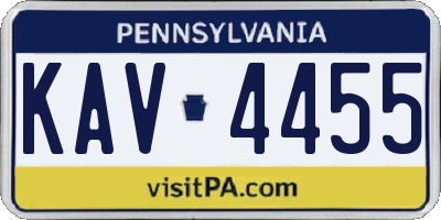 PA license plate KAV4455