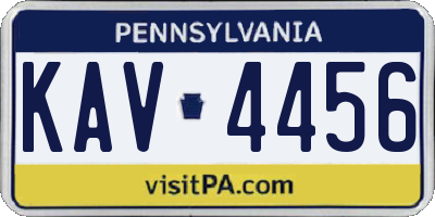 PA license plate KAV4456