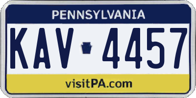 PA license plate KAV4457