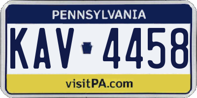 PA license plate KAV4458